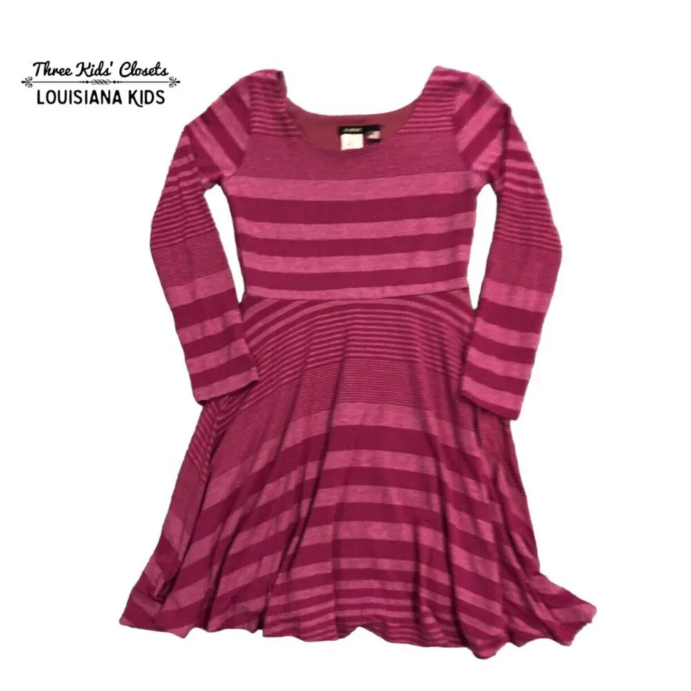 Zunie M (10/12) Pink Striped Twirl Skater Dress